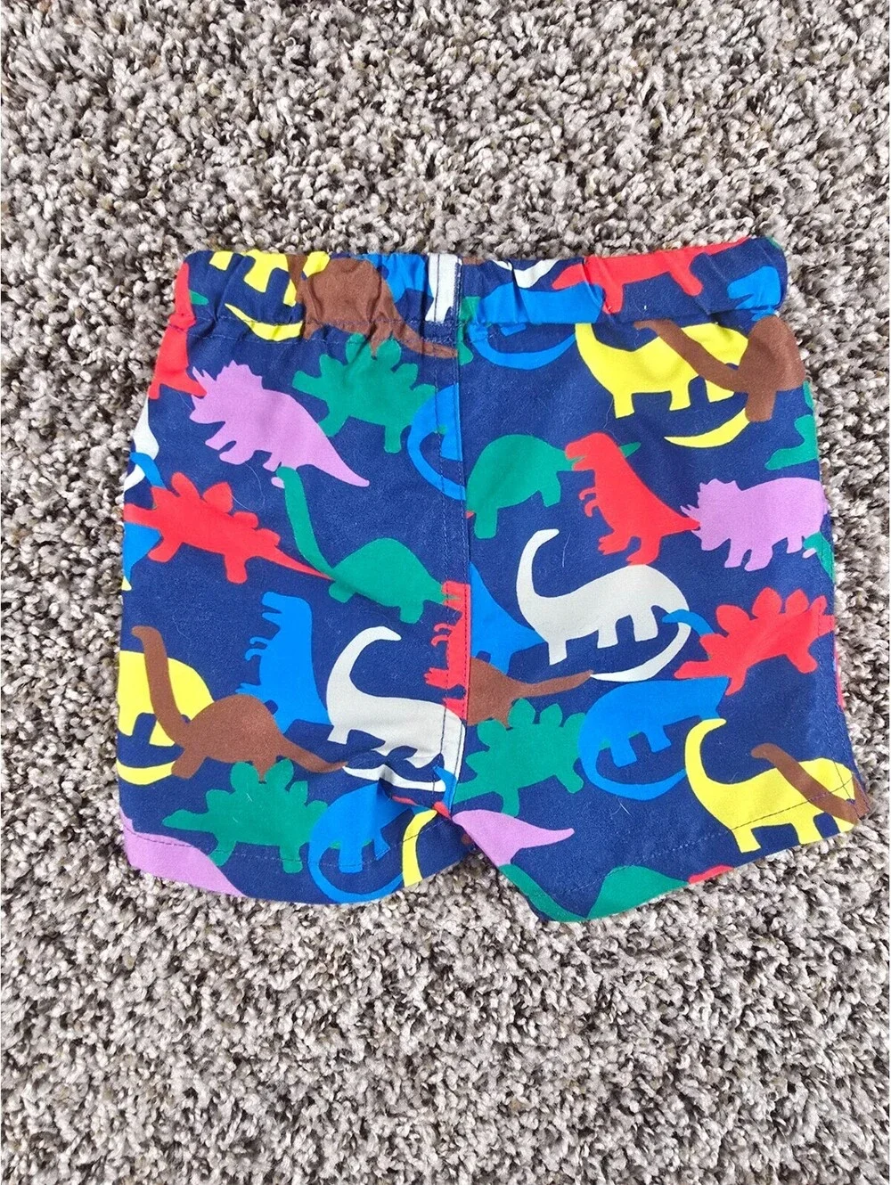 Baby Boden Boys Sz 3-6M Swim Trunks Swimsuit Colorful Dinosaur Print